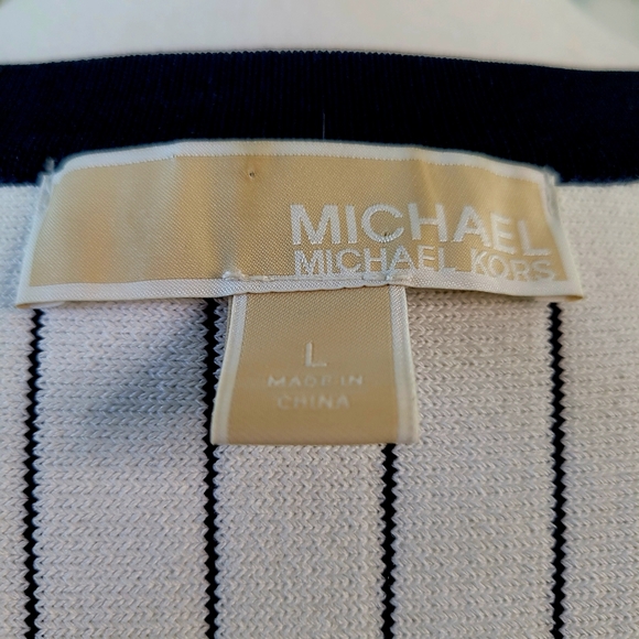 NWOT Michael Kors Women's Blue/White Knit Sweater Dress sz L - Picture 10 of 13